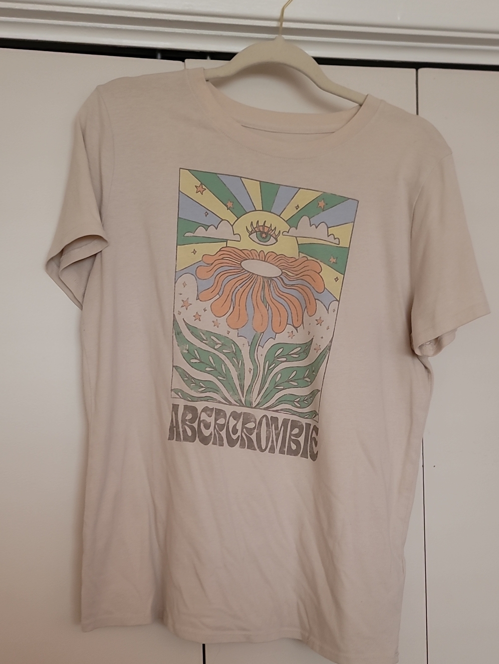 Abercrombie & Fitch Kids Cream Graphic Tee with Retro Sunflower